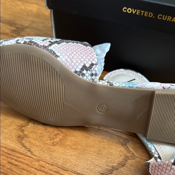 Lulu's Pink and Blue Snakeskin Mules 8 - Picture 2 of 2